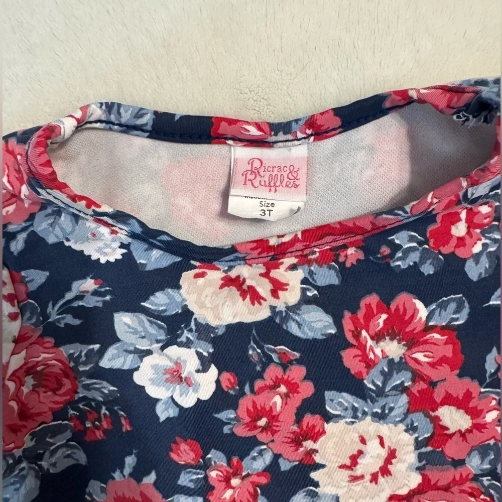 Ricrac and Ruffles Floral Long-Sleeve Rash guard Top 3T